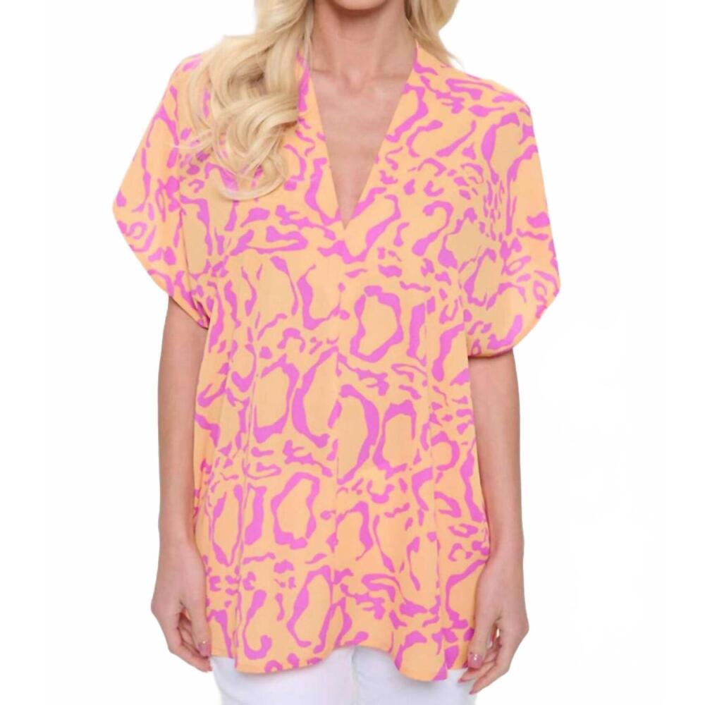 NEW ADRIENNE leopard love top in orange and pink